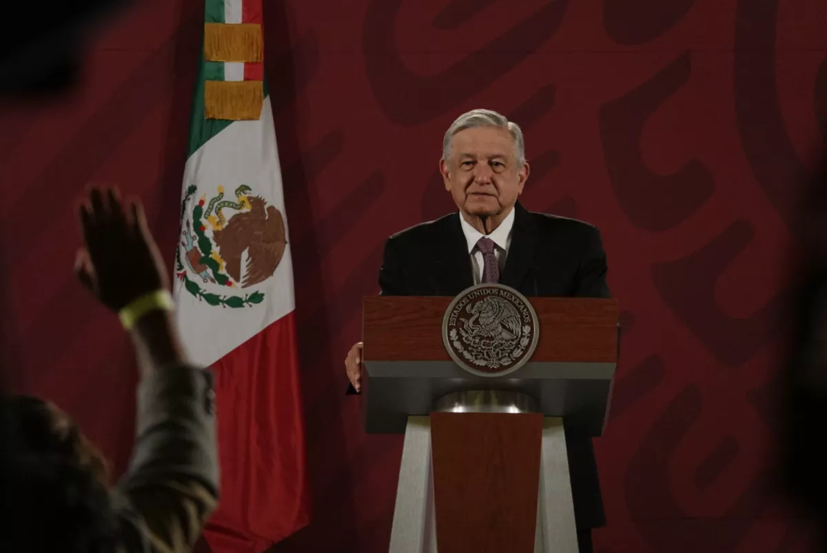 Andrés Manuel López Obrador, presidente de México durante la conferencia matutina que ofrece en Palacio Nacional.