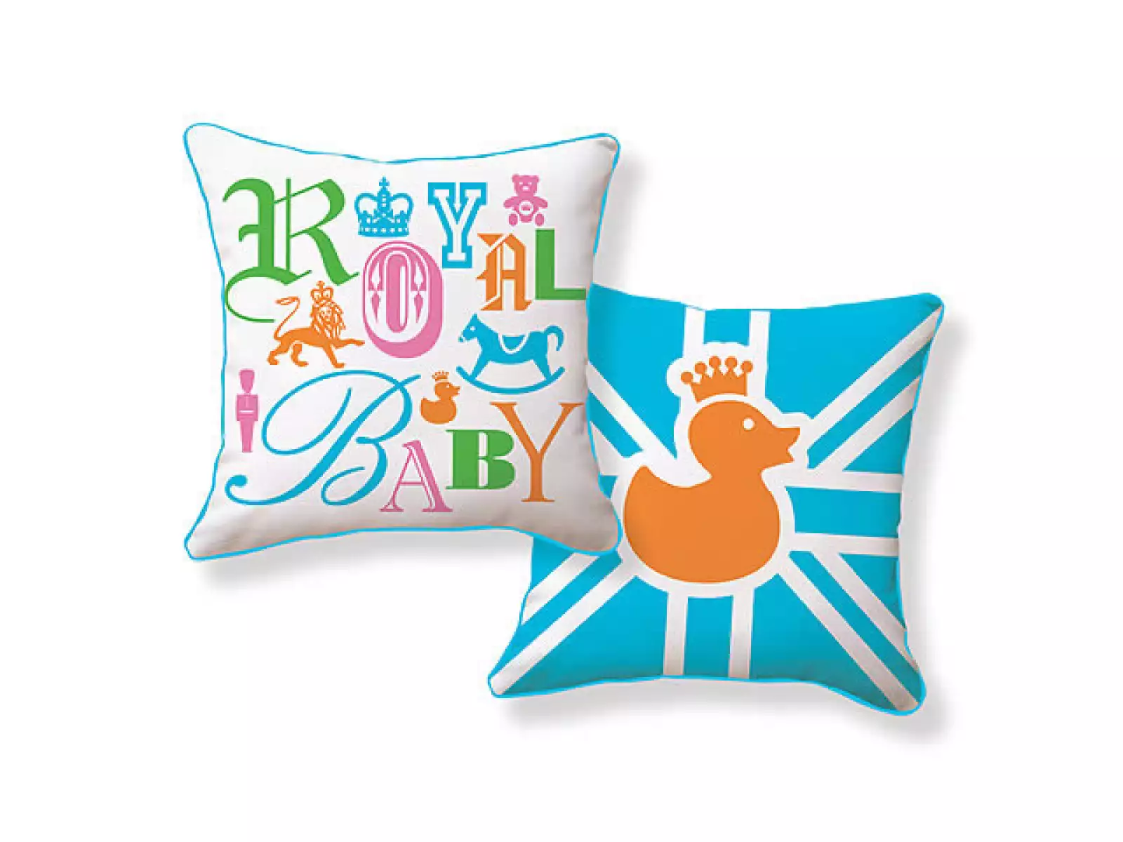 Naked Decor hizo estos cojines conmemorativos en colores brillantes. Precio: 50 dólares.