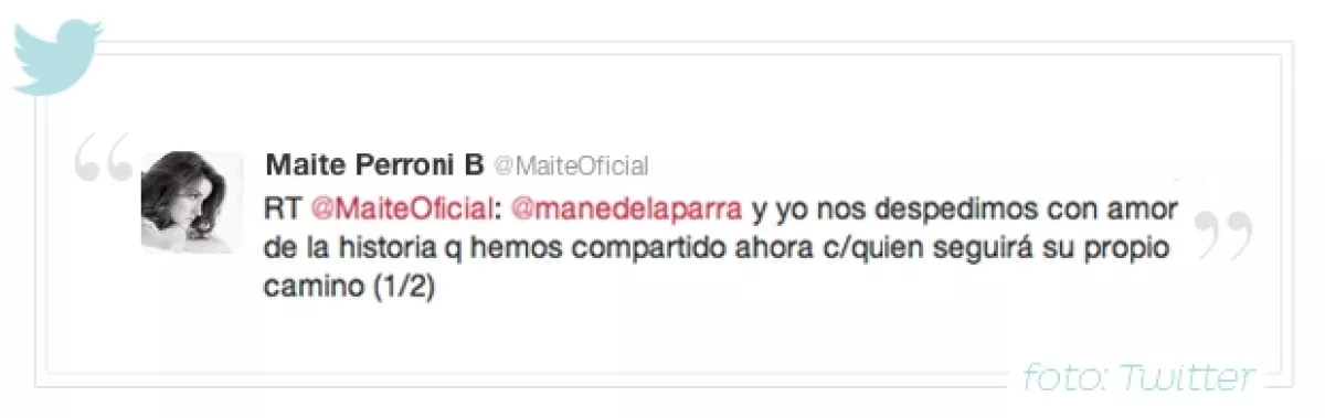 Maite Perroni dio la noticia por Twitter.