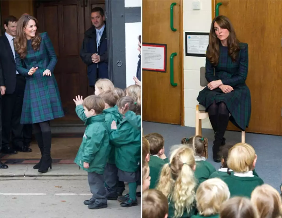 Sin importarle que utilizaba un vestido Alexander McQueen y tacones la princesa jugó una 'cascarita' con alumnas de su ex escuela.