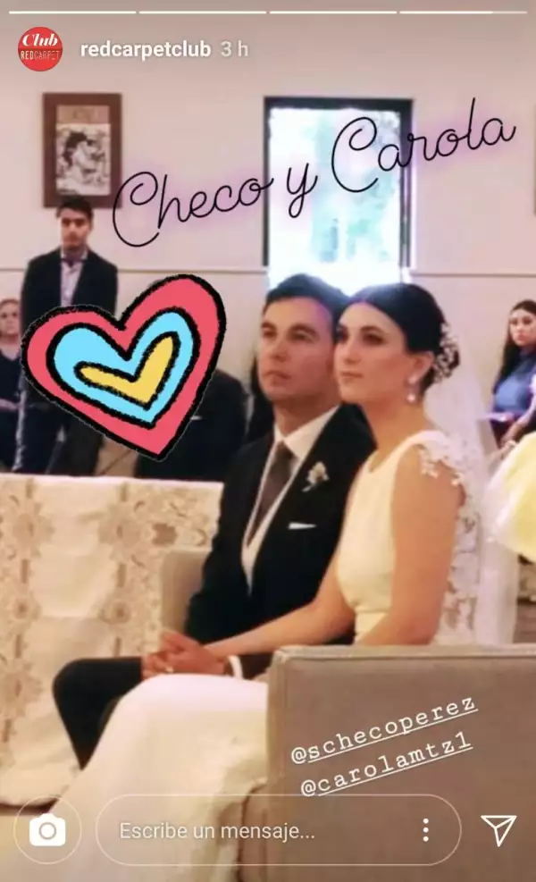 Sergio 'Checo' Pérez y Carola Martínez durante la ceremonia religiosa.