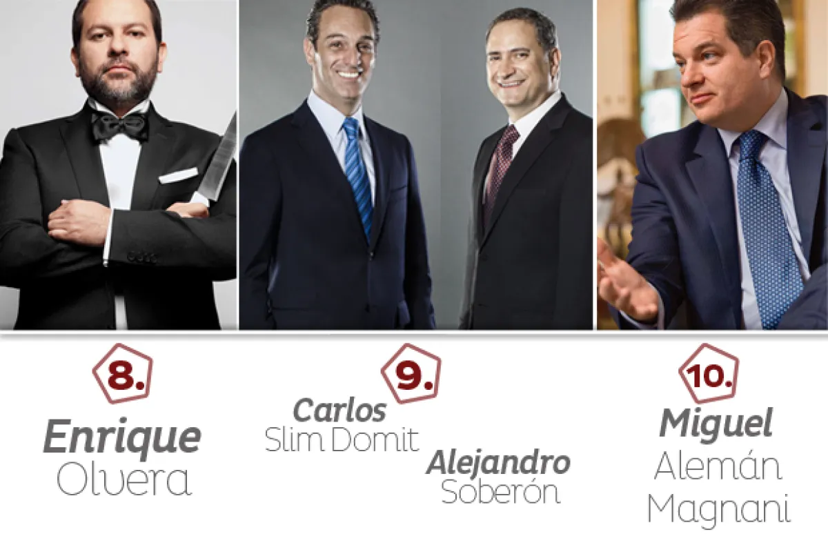 Enrique Olvera; Carlos Slim Domit y Alejandro Soberón; Miguel Alemán Magnani.