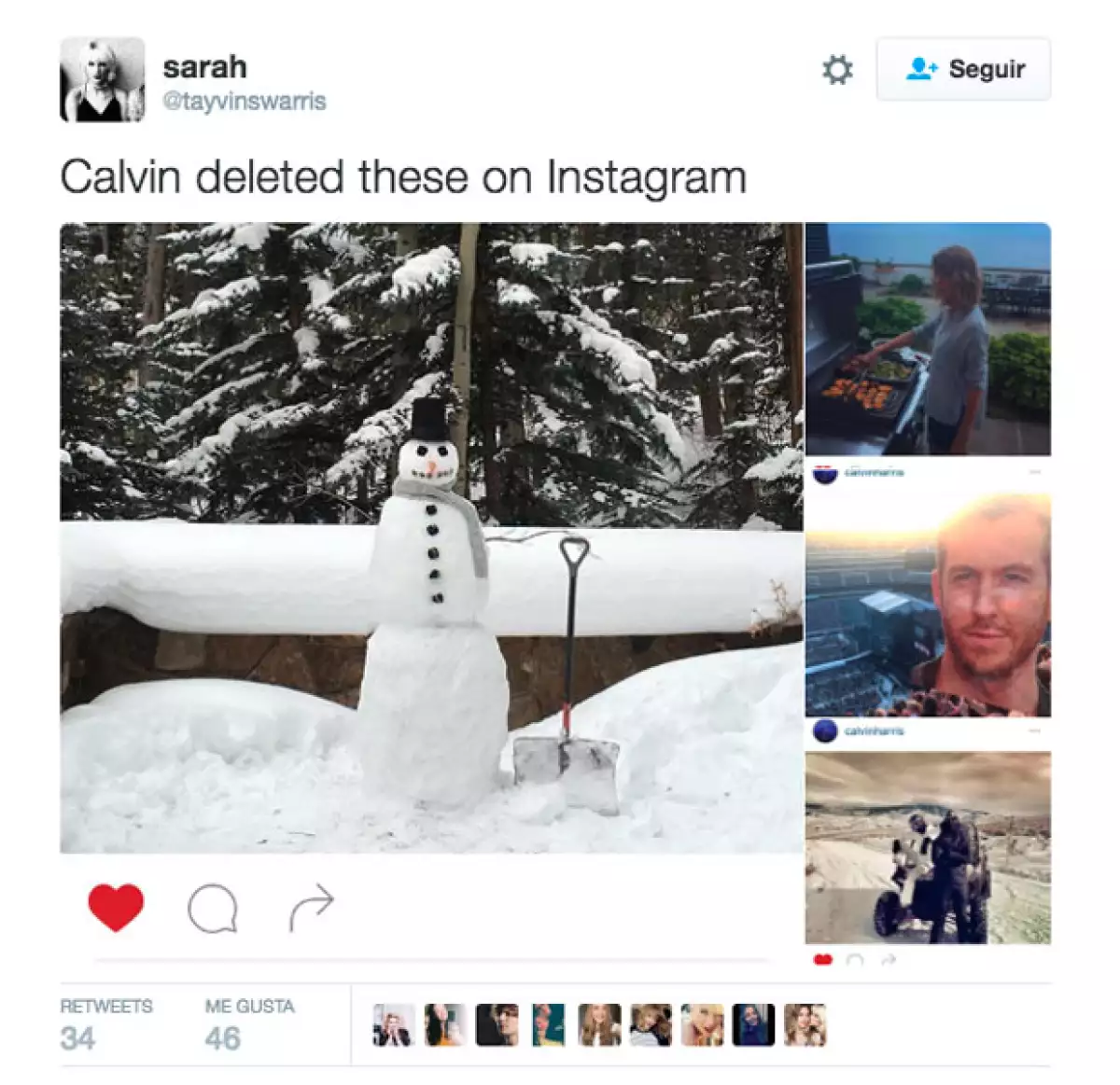 Días atrás, Calvin borró todas las fotos con Taylor.
