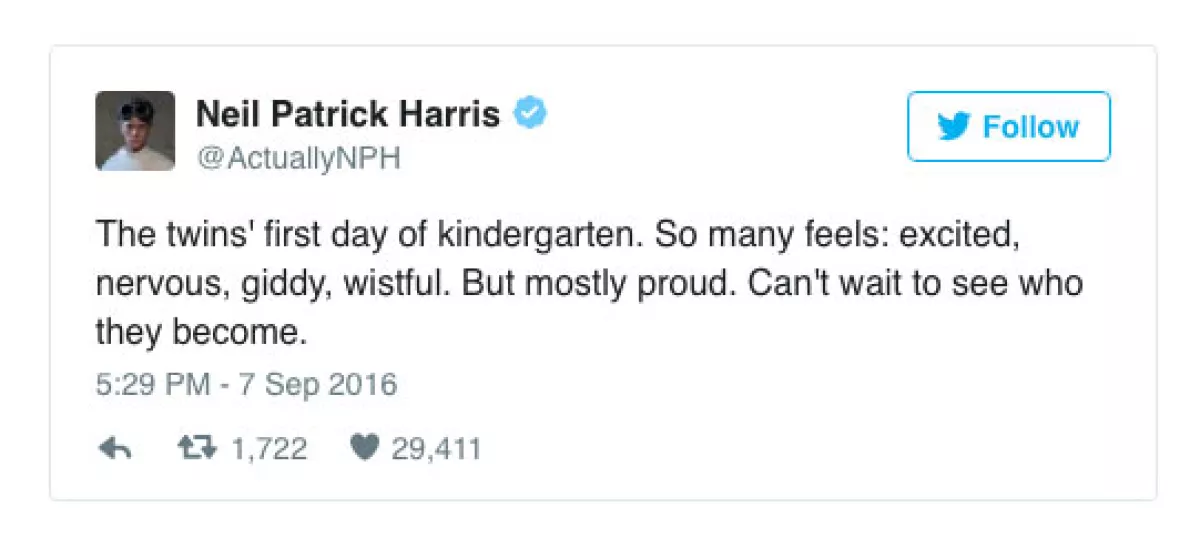 Horas antes había expresado sus sentimientos con el hecho de que sus hijos irían a la escuela.