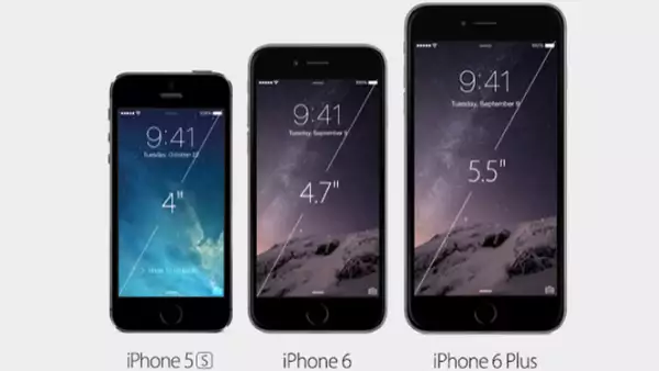 El iPhone seis tiene pantalla de 4.7 pulgadas, y el Plus de 5.5 pulgadas.