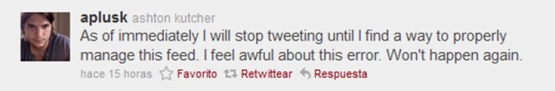 Este fue uno de los mensajes que publicó Ashton disculpándose por sus comentarios.