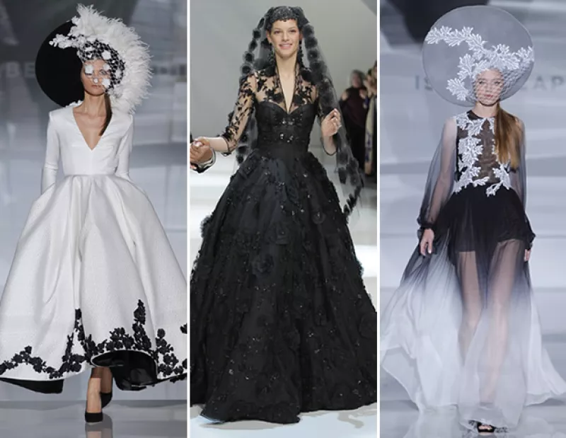 No es que sea una tendencia -recordamos a Jessica Biel vestida de rosa cuando contrajo matrimonio y a Sarah Jessica Parker de negro en su boda- pero sigue siendo una propuesta de los diseñadores.