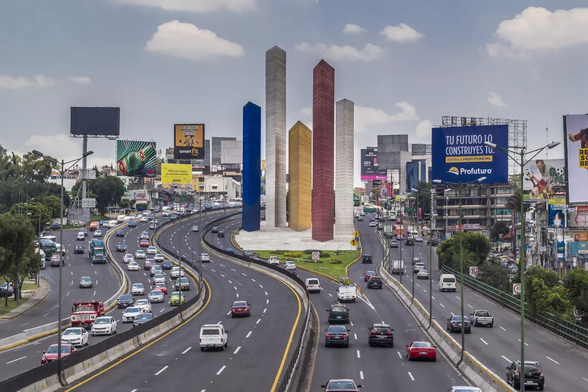 Iconic towers of Satelite City in Naucalpan, Mexico