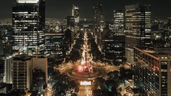 Independence angel in mexico city aerial shot.