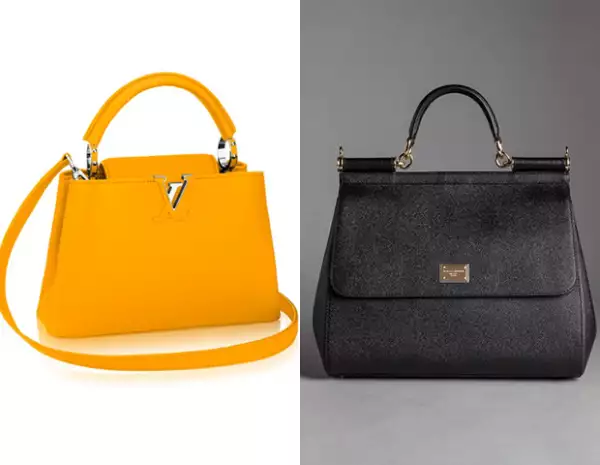 Las piezas Capucine de Louis Vuitton y Sicily de Dolce & Gabbana terminarán tu look a la perfección.