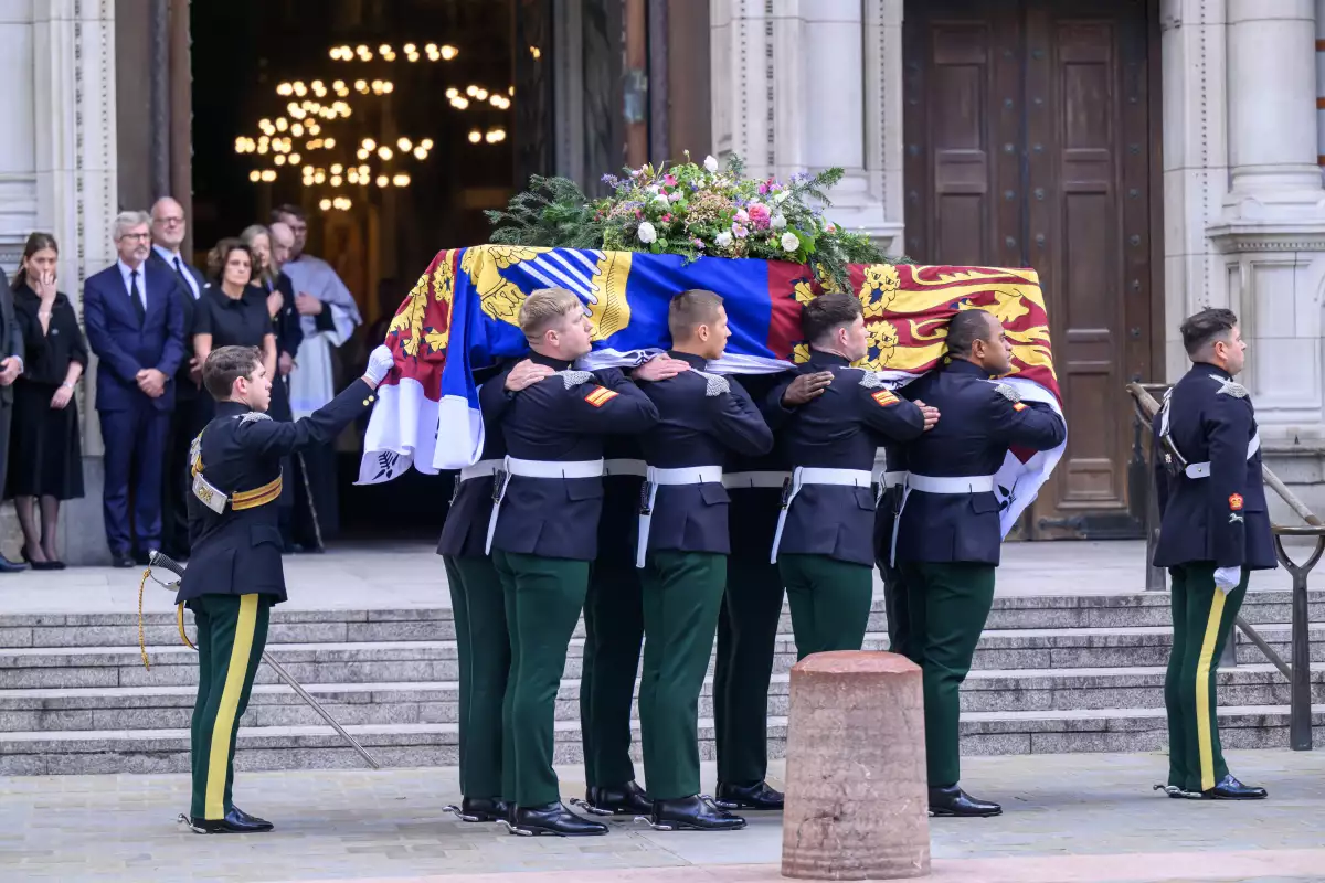 The Duchess Of Kent's Coffin Is Taken To Westminster Cathedral