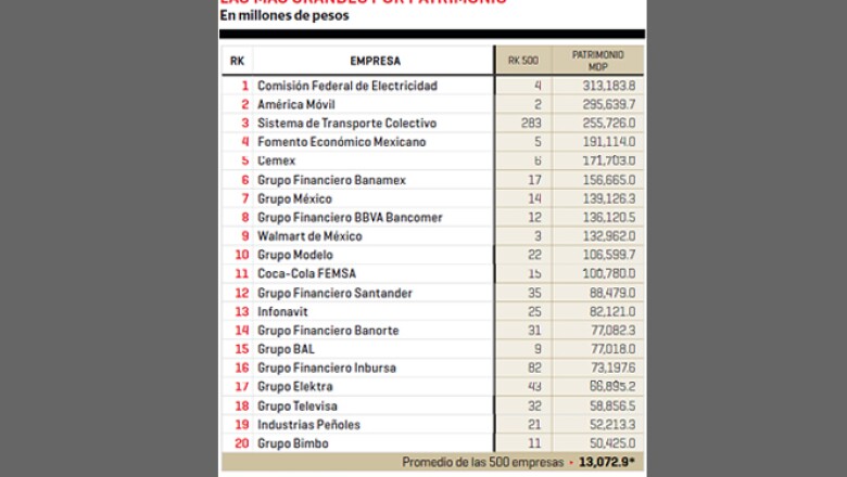 Comisión Federal de Electricidad y América Móvil son las compañías mexicanas más grandes de acuerdo a su patrimonio.