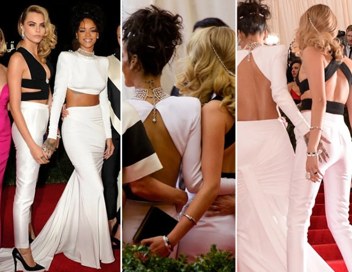 Cara y Riri usaron atuendos de Stella McCartney.