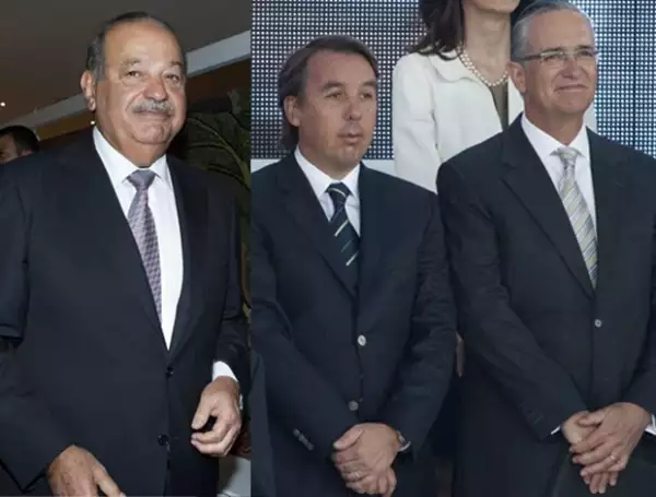 Carlos Slim, Emilio Azcárraga Jean y Ricardo Salinas Pliego son tres de los empresarios más importantes de México.