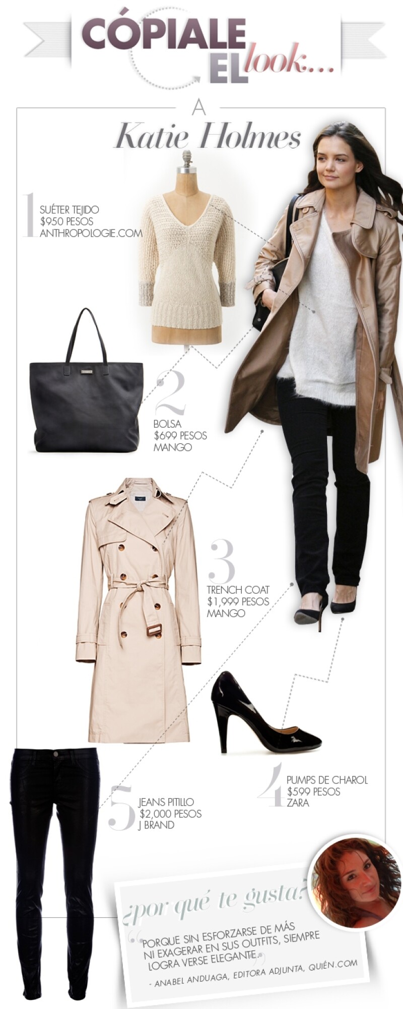 Dependiendo de los materiales de las piezas, este look se puede adaptar tanto a la primavera como al otoño.