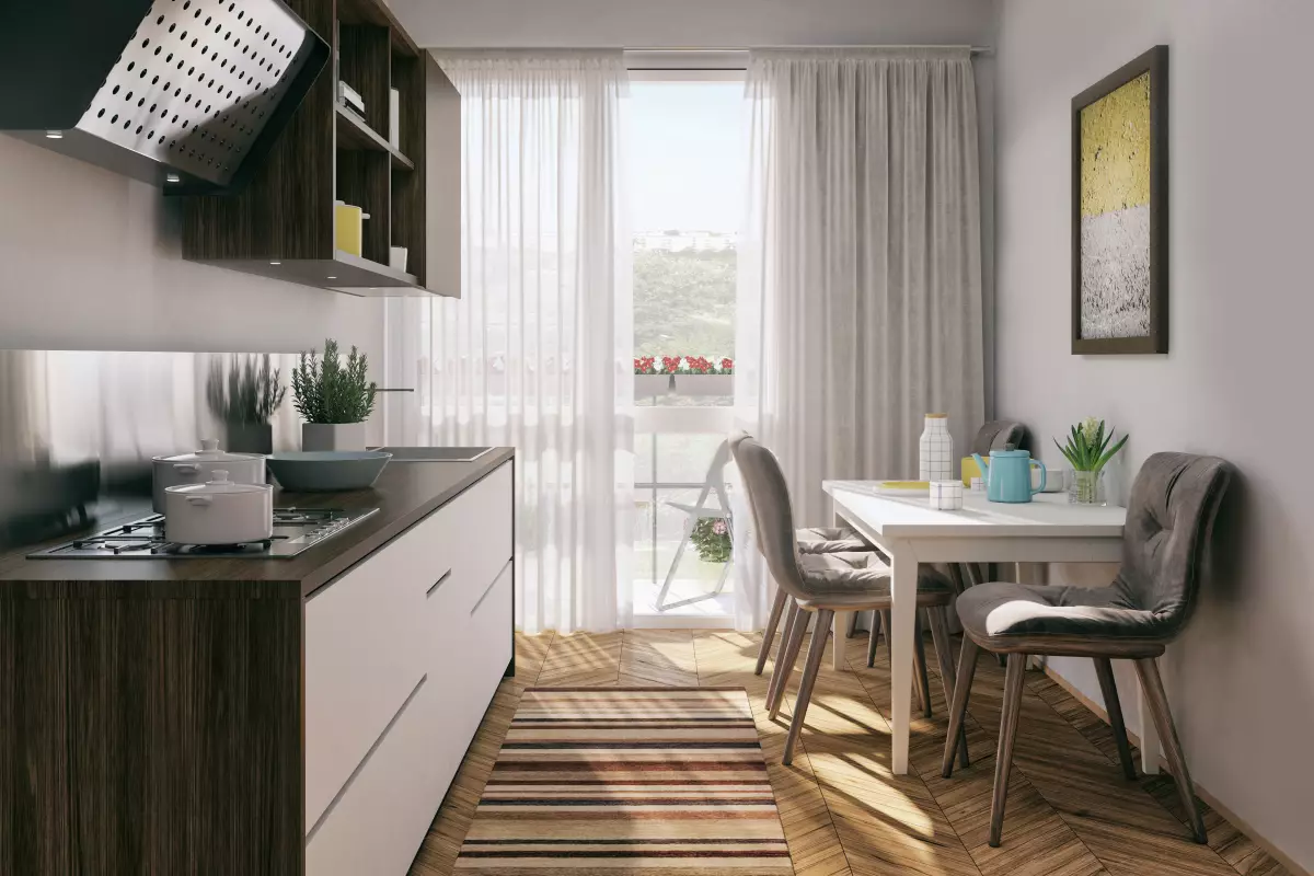 Small kitchen with dining table