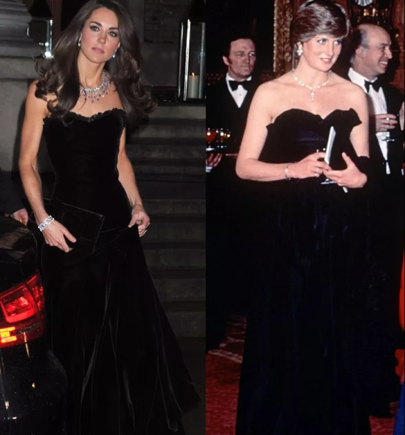 La duquesa de Cambridge cautivó miradas con un vestido de Alexander McQueen muy parecido al que luciera Diana hace 30 años.