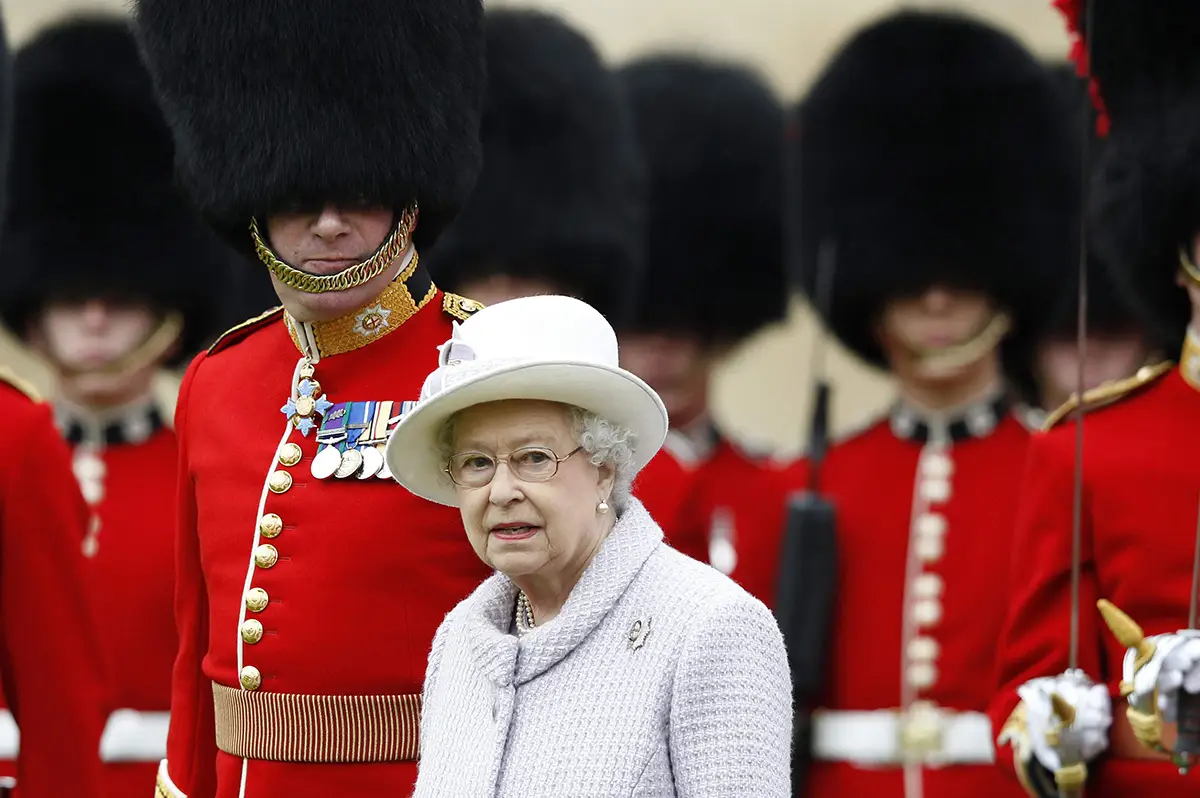 Queen Elizabeth II And The Duke Of Edinburgh Present Colours To 1st Battalion And 7 Company The Coldstream Guards