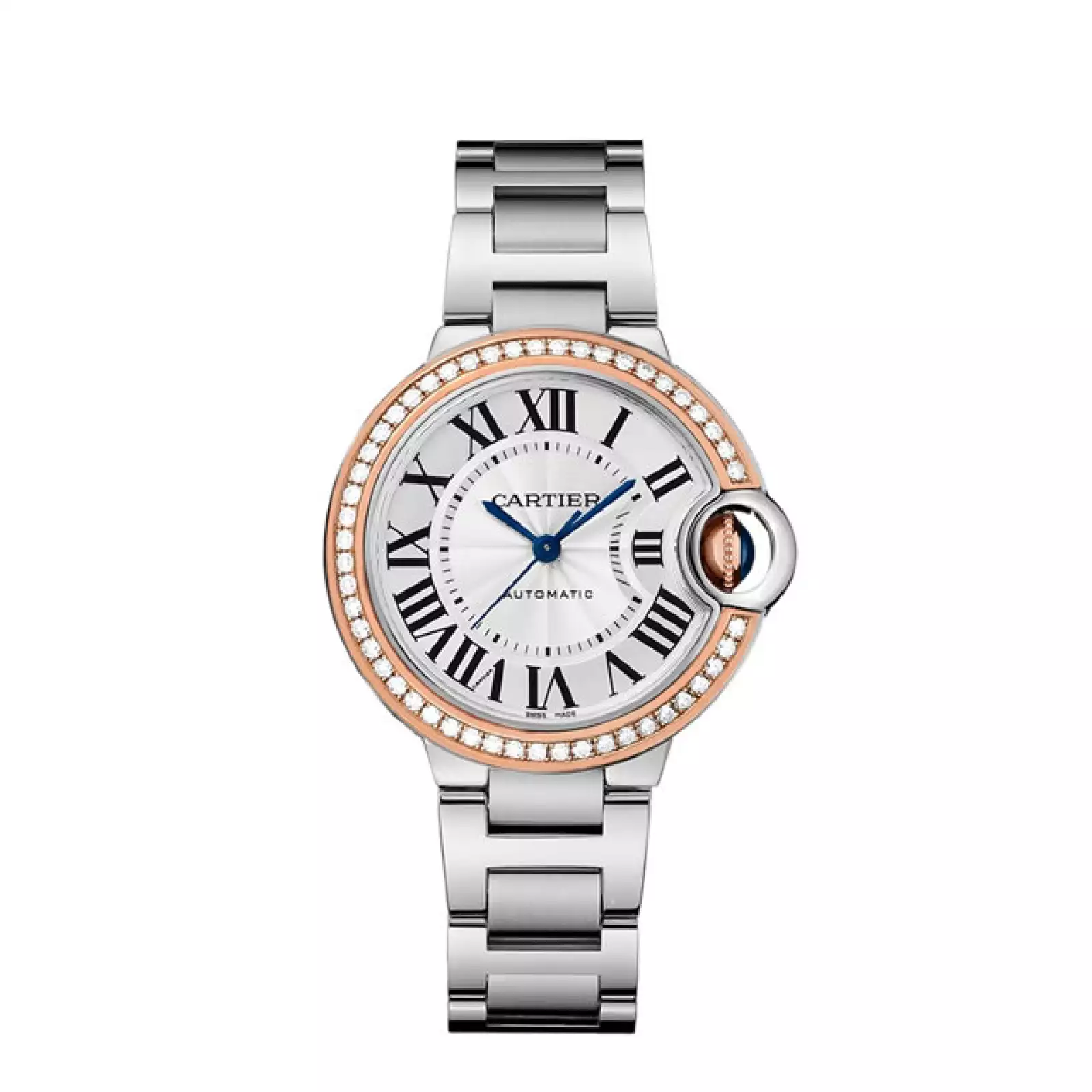 El reloj Ballon Bleu de Cartier con oro rosa de 18 quilates y diamantes la enamorará.