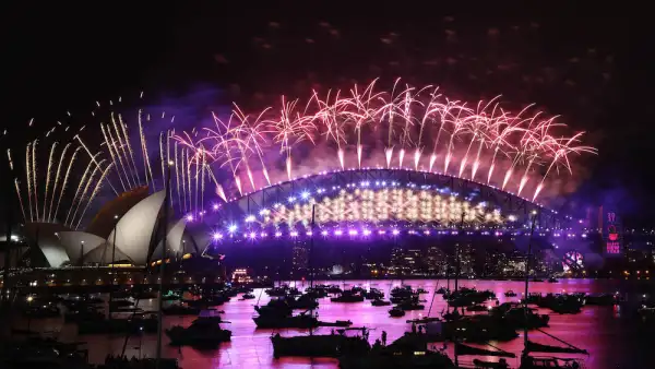 New Year's Eve midnight fireworks, Sydney, Australia - 31 Dec 2020