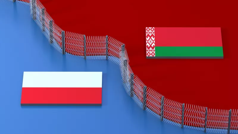 Ilustración de un muro entre las fronteras de Polonia y Bielorrusia