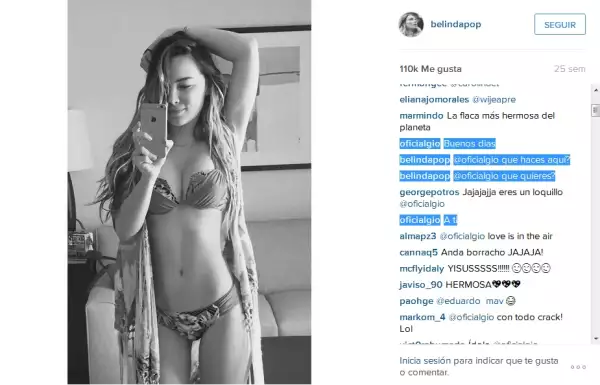 Giovani le ha dejado unos mensajes a Belinda en su cuenta de Instagram.