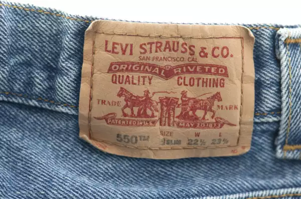 Levi Strauss and Company label on blue jeans