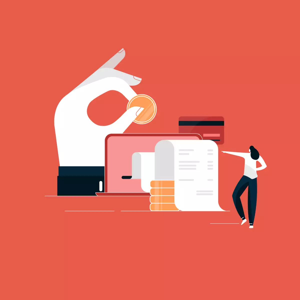 Online payment concept, Laptop with electronic invoice, financial transaction illustration, digital payment vector