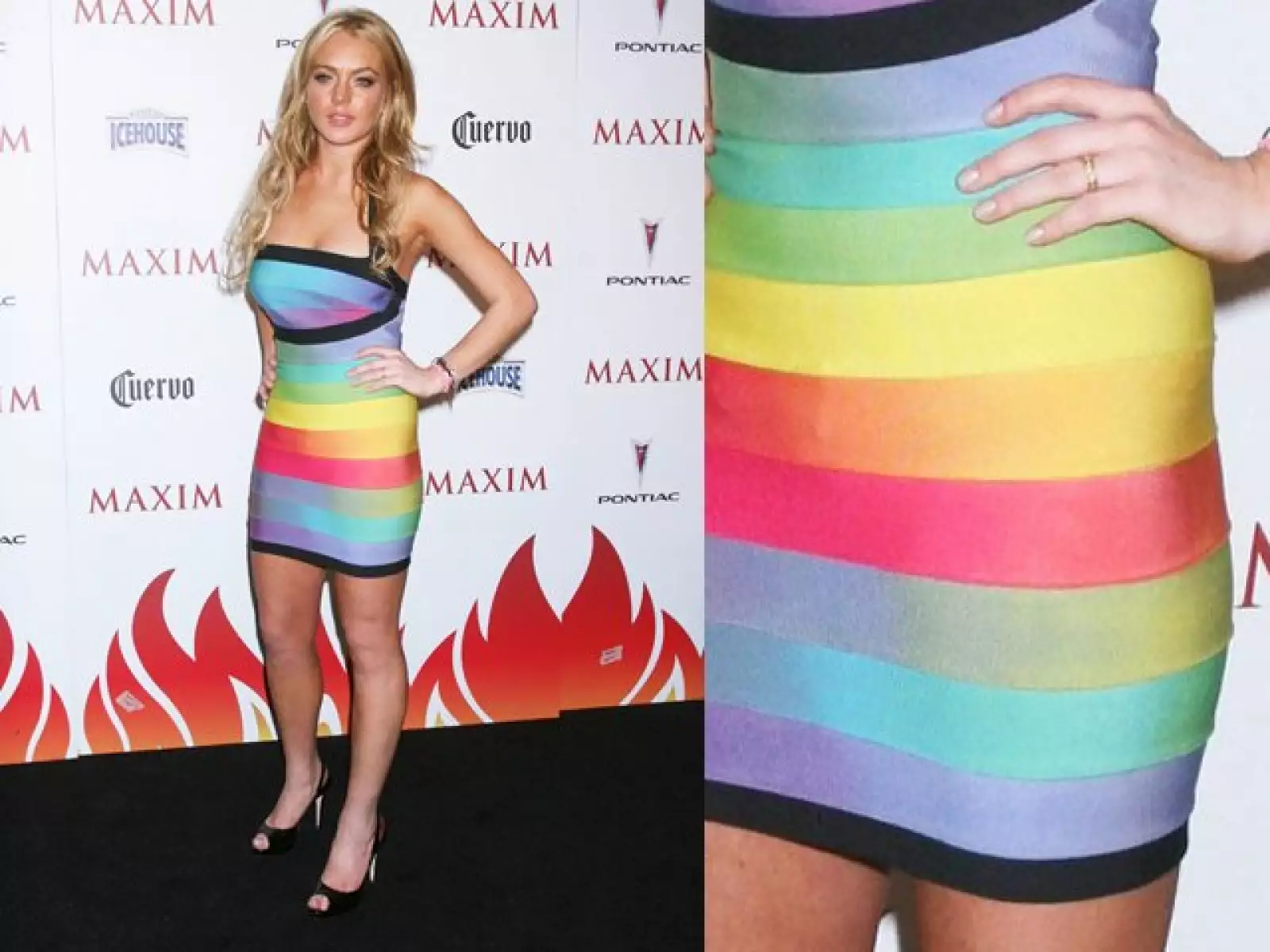 Lindsay Lohan escogió uno muy alegre y colorido, de arcoiris?