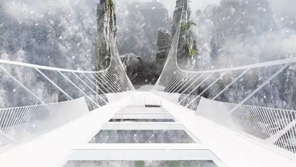 Puente piso cristal Zhangjiajie boceto