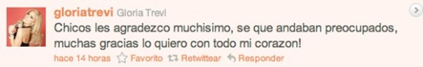 Gloria agradeció a sus fans por estar al pendiente de ella.