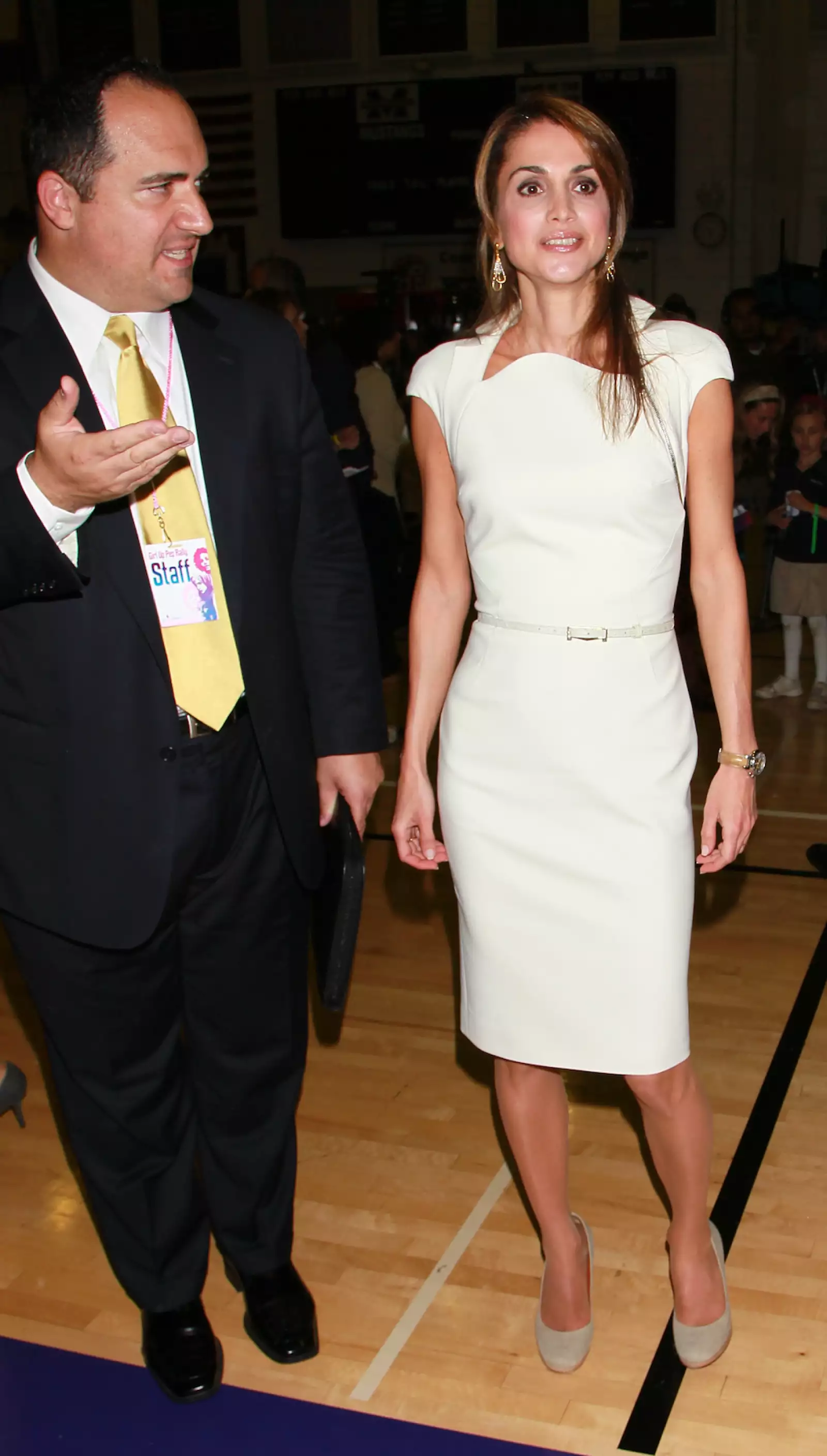 Queen Rania Al Abdullah Of Jordan Leads A Pep Rally For The "Girl Up" United Nations Foundation Campaign