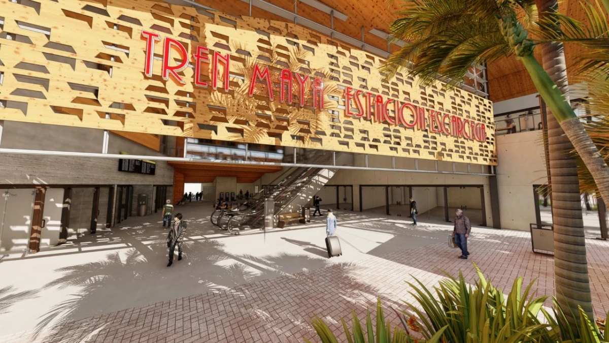 Entrada de la estación de Escárcega del Tren Maya