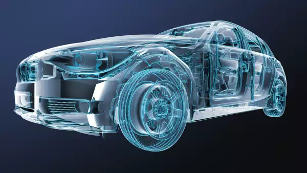xray image of a car with test driver