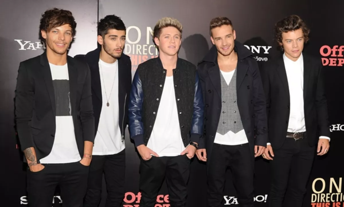 Louis Tomlinson, Zayn Malik, Niall Horan, Liam Payne y Harry Styles en la premiere de su película en Nueva York.