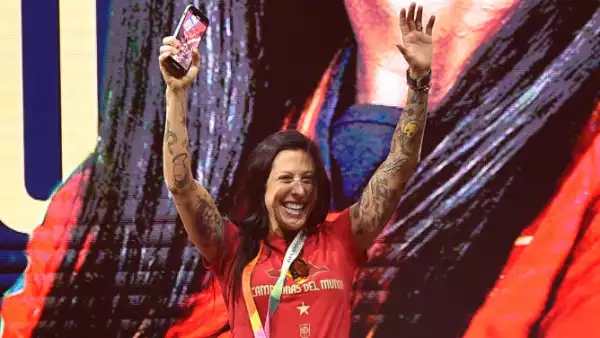 Spain Lift The FIFA Women's World Cup Trophy In Victory Celebration For Fans