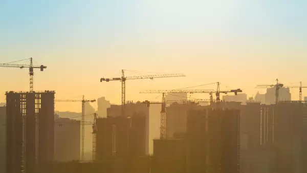 Construction site with cranes