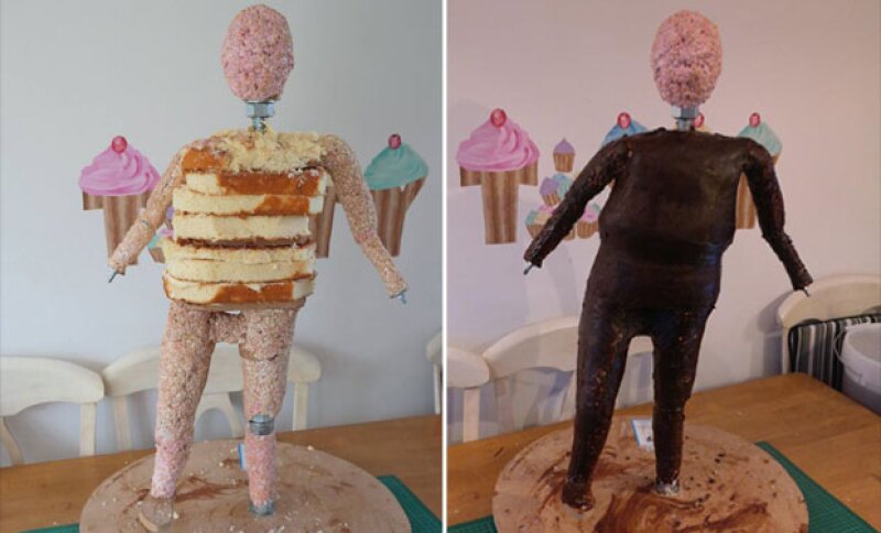 Así se veía la estructura del pastel.