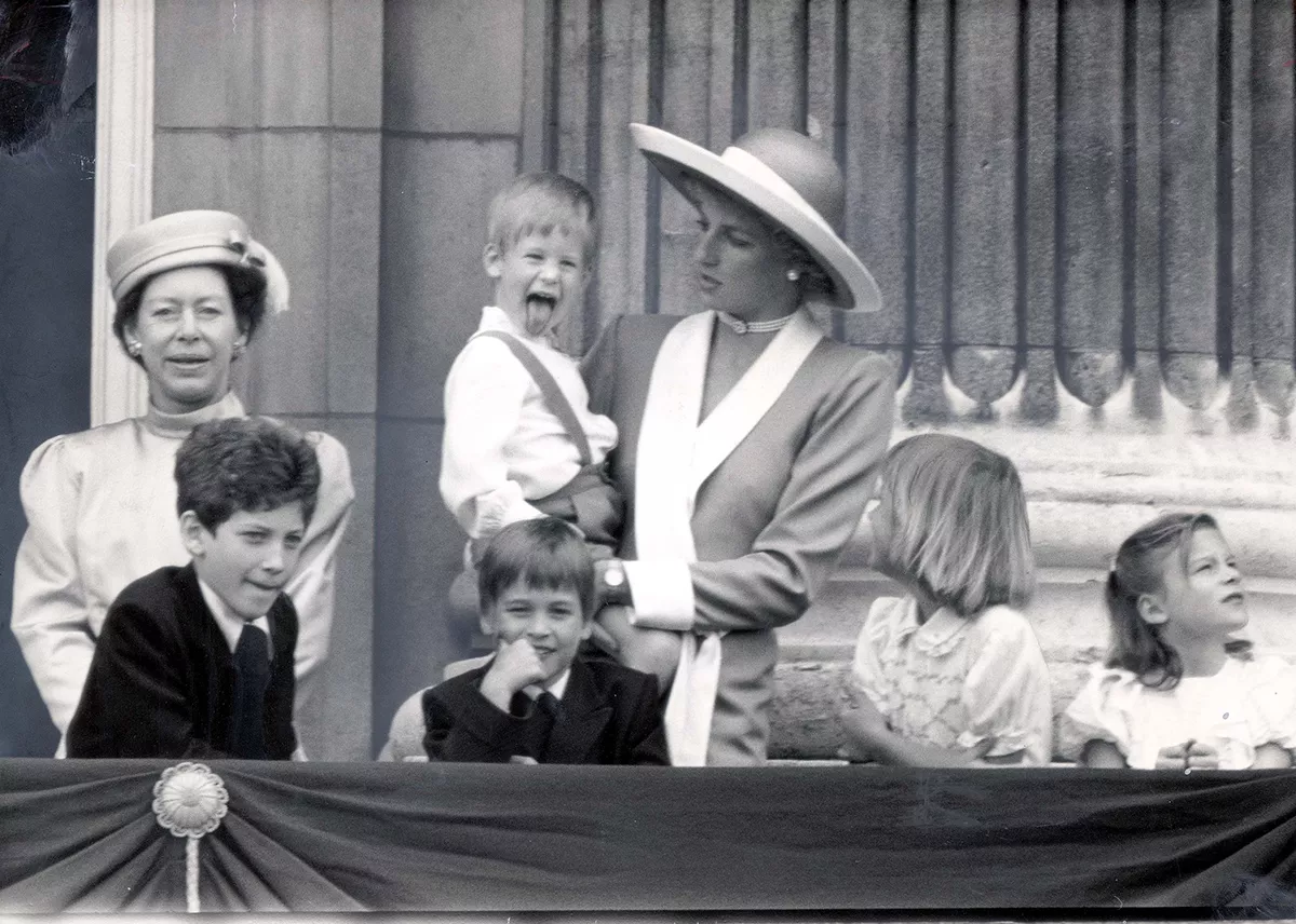 Princess Margaret Prince Harry Prince William And Diana Princess Of Wales Princess Margaret And Royal Cousins. All The Queen's Horses And All The Queen's Men Couldn't Prevent Prince William And Prince Harry Stealing The Show. The Youngest Of The F