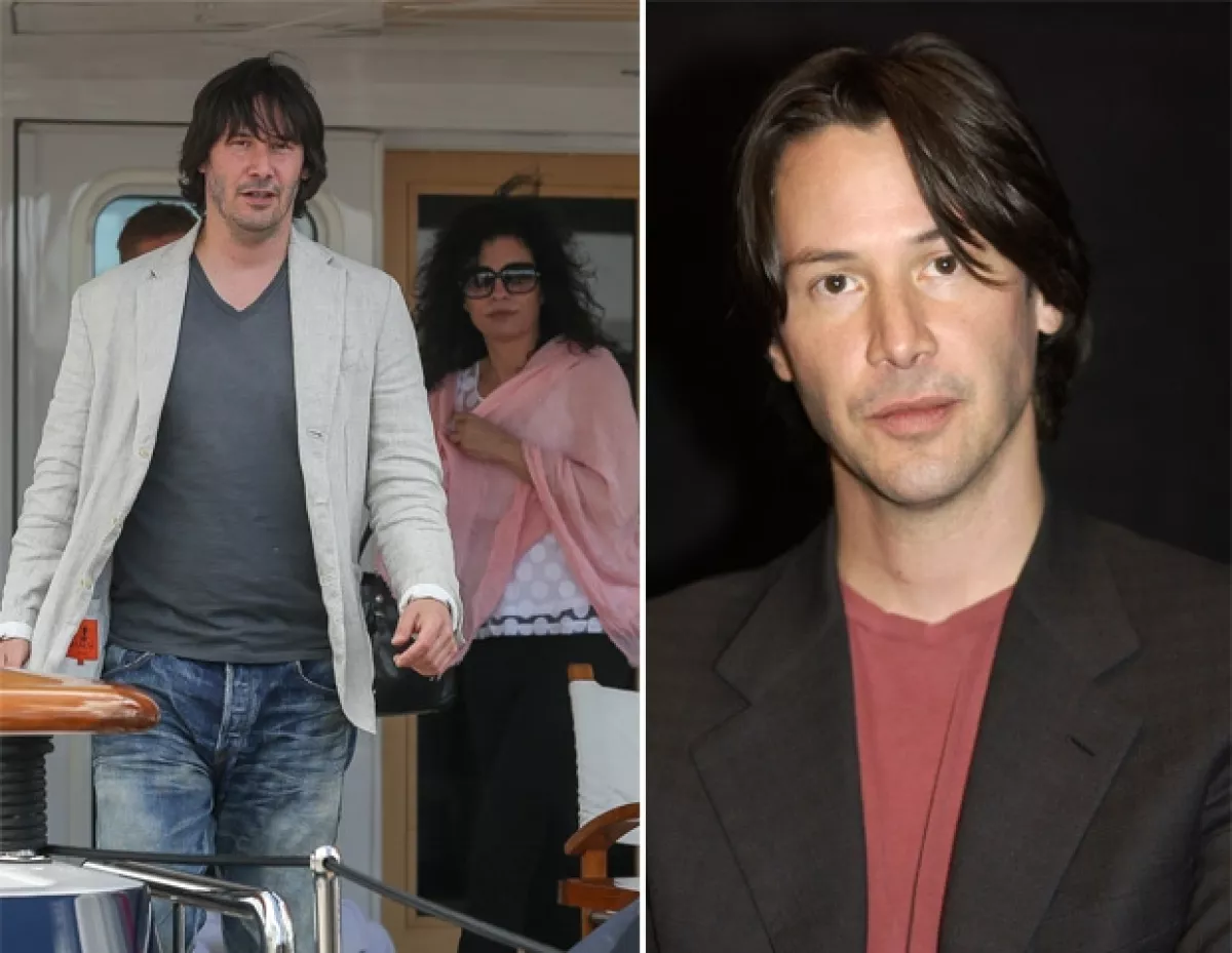 Keanu ganó fama mundial por la película Matrix. La primera imagen es del domingo en Cannes, la segunda en el 2000.