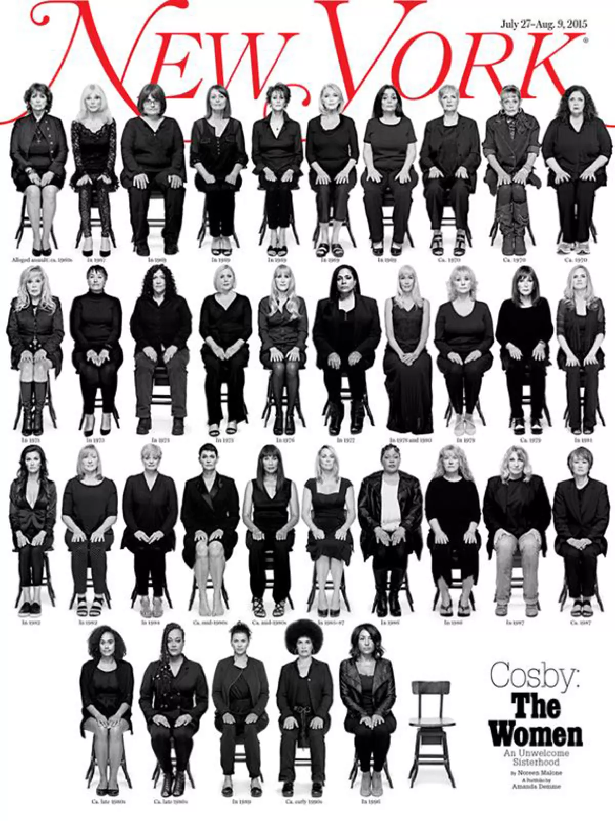 En la portada aparecen 35 de las víctimas de abuso sexual del famoso comendiante.