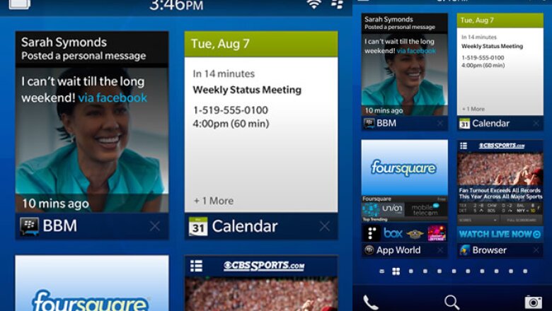 RIM presentó un adelanto visual de su nuevo sistema operativo BlackBerry 10. Esta será la pantalla de inicio de la mayoría de los equipos, con varias aplicaciones funcionando al mismo tiempo.