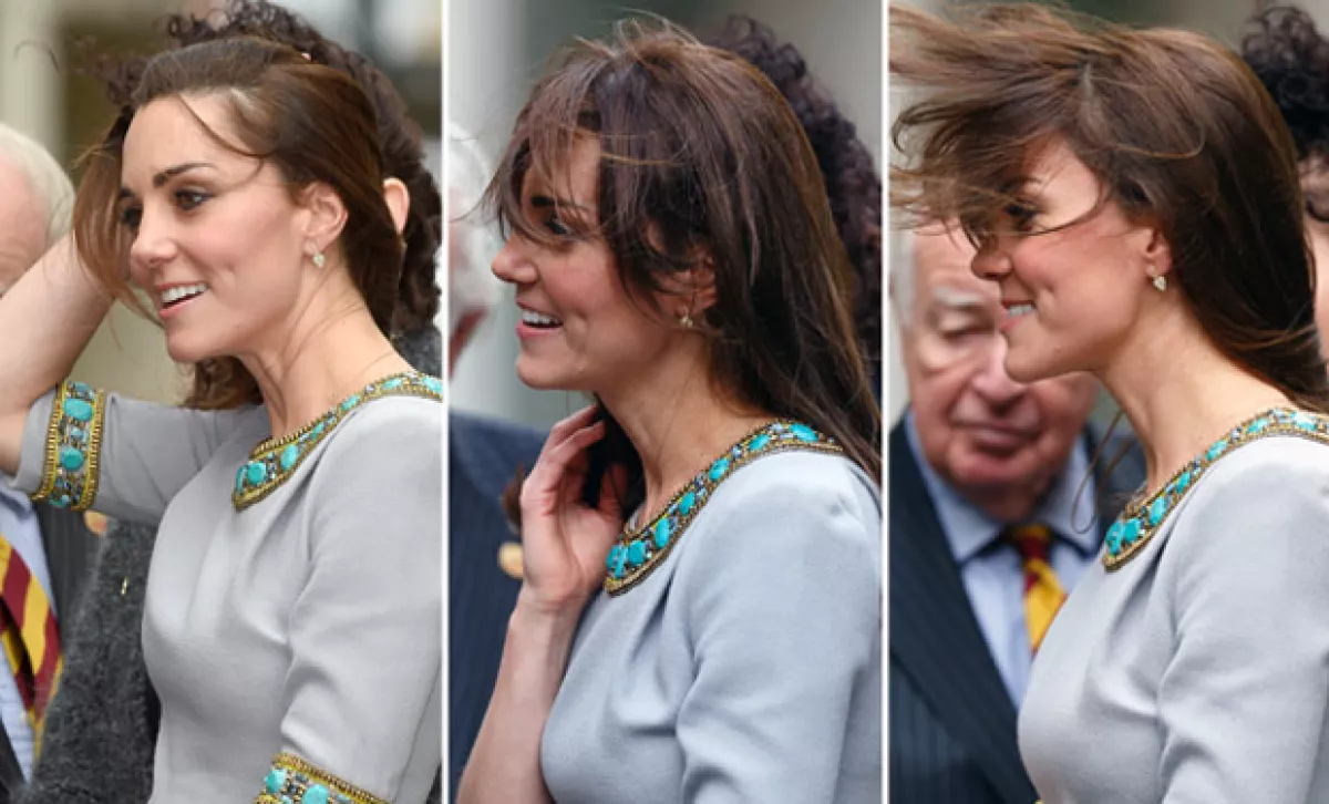 Durante su asistencia a la fundación Place2Be, Kate Middleton fue traicionada por el fuerte viento