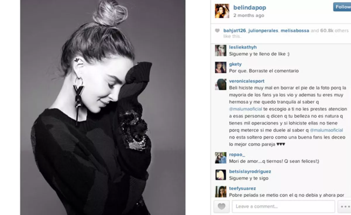 El texto que acompañaba a la foto ya no se puede ver en su cuenta de Instagram.