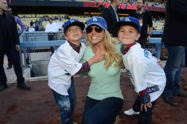 Britney Spears And Sons Visit Dodgers Stadium - April 17, 2013