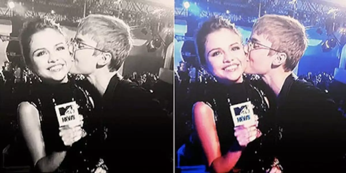 Justin Bieber sorprendió a su novia al tratar de besarla.