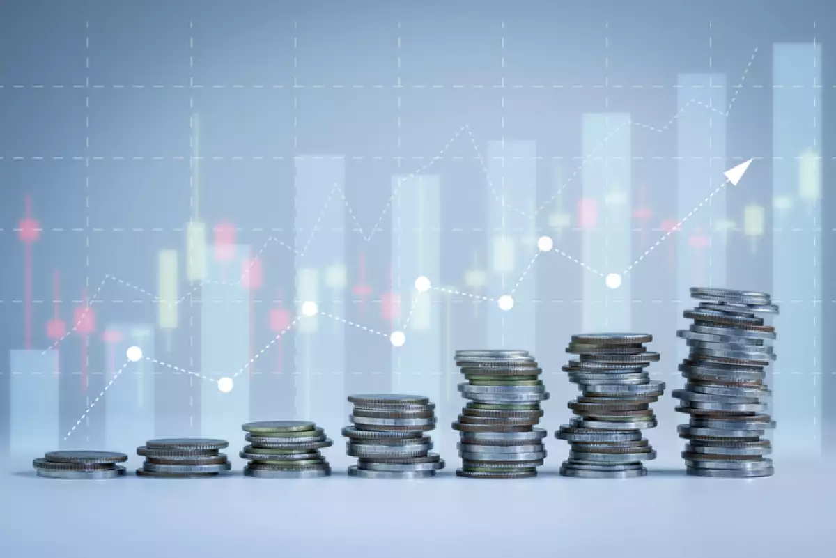 gráfica financiera con monedas