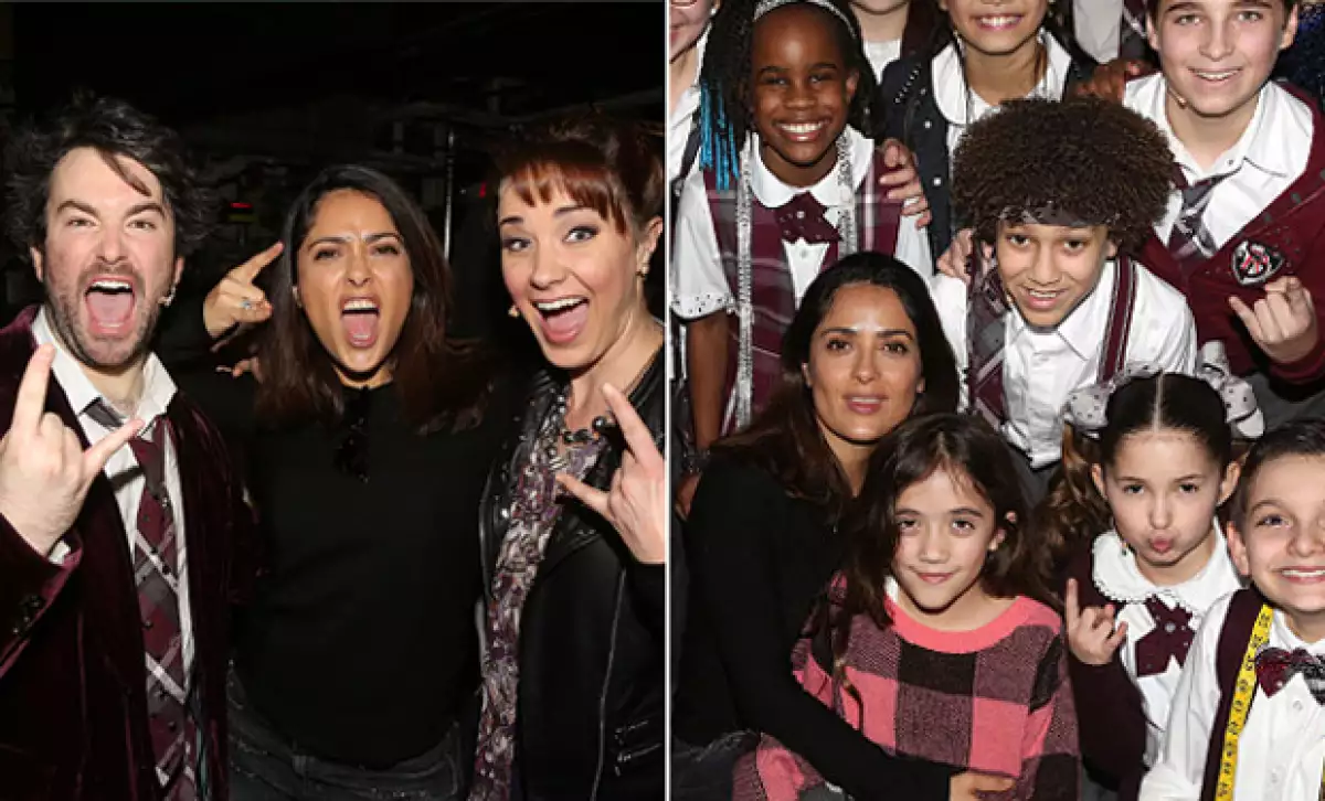 Ambas saludaron todo el equipo de la obra School of Rock.