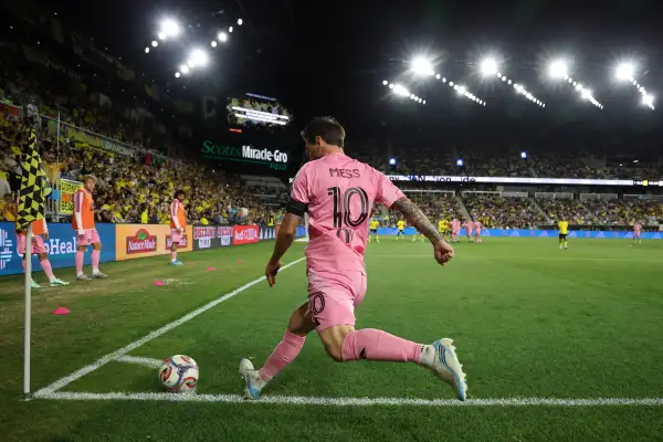 Lionel Messi, del Inter Miami CF, reacciona durante el partido de la MLS entre el Columbus Crew y el Inter Miami CF en el ScottsMiracle-Gro Field, el 27 de septiembre de 2026 en Columbus, Ohio.