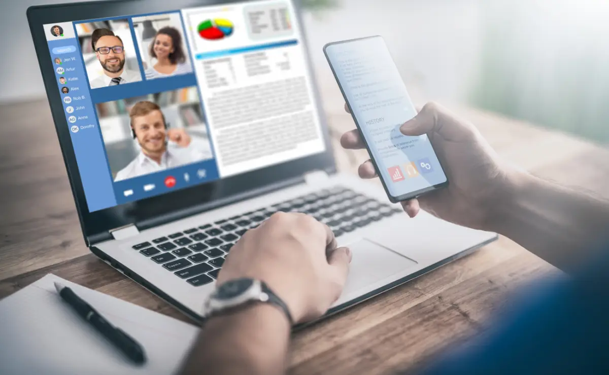 Remote learning or work. Video conference concept.
